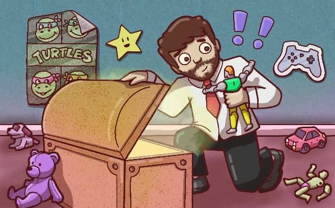 90s kid searching through his old toy chest