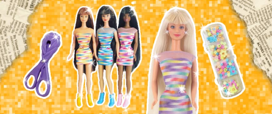 90s Bead Blast Barbie dolls