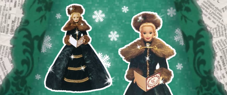 90s Holiday Caroler Barbie dolls