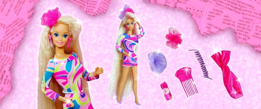 90s Totally Hair Barbie dolls