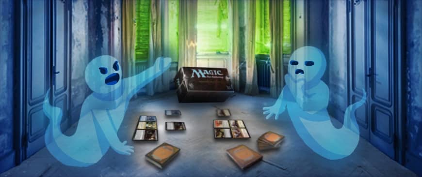 Two ghosts dueling it out in Magic: The Gathering