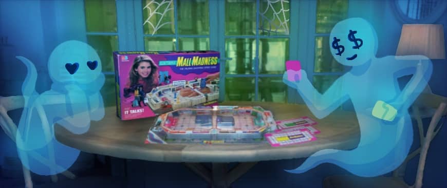 Two ghosts playing the Mall Madness board game