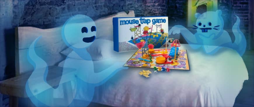 Two ghosts playing the Mouse Trap board game
