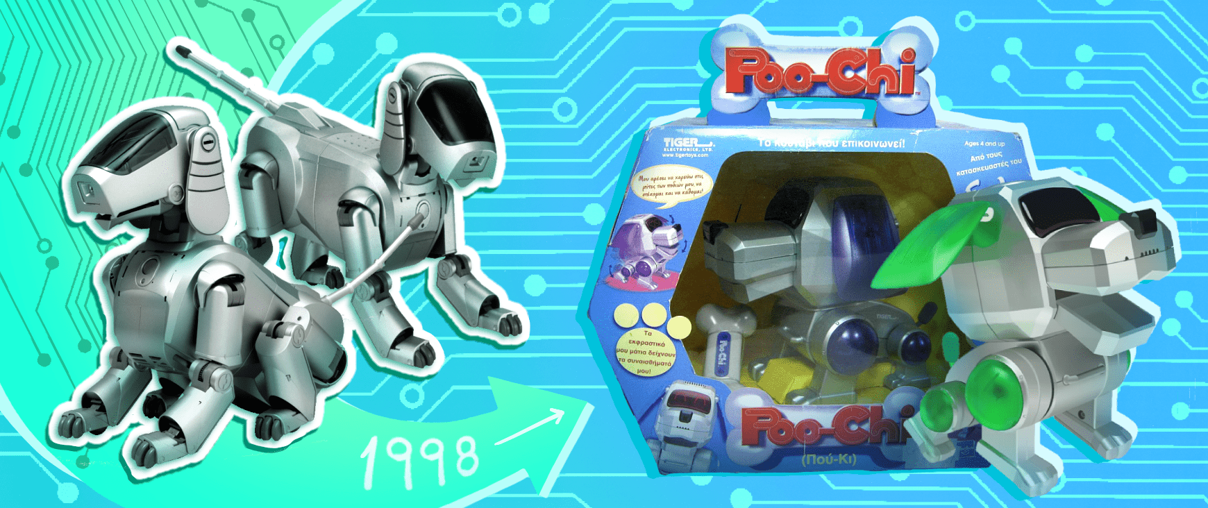 AIBO and Poo-Chi robot dog toys