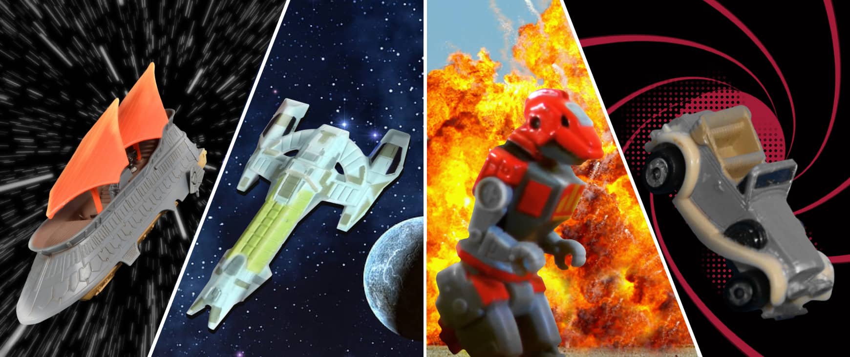 Stars Wars, Star Trek, Power Rangers and James Bond licensed Micro Machines sets