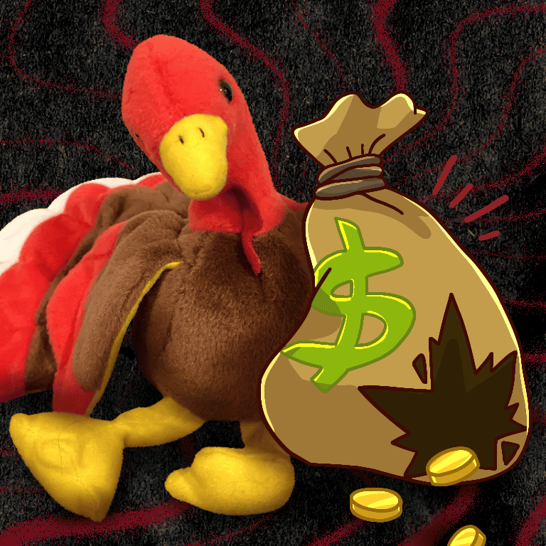 Gobbles with a sack of money