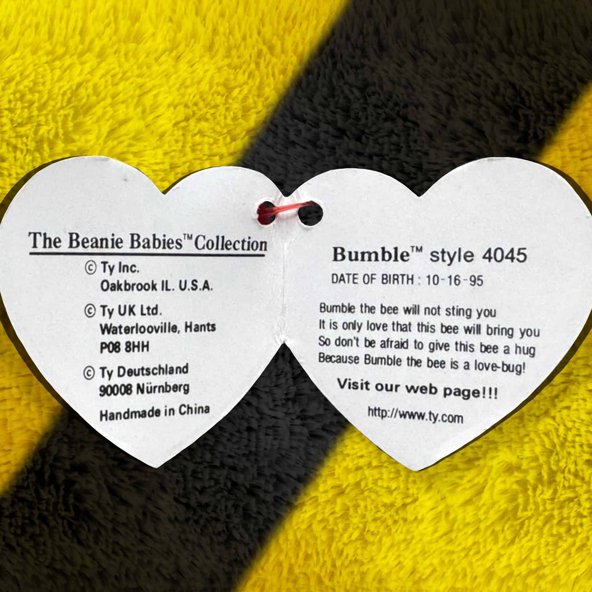 Bumble the Bee info and poem inside hang tag