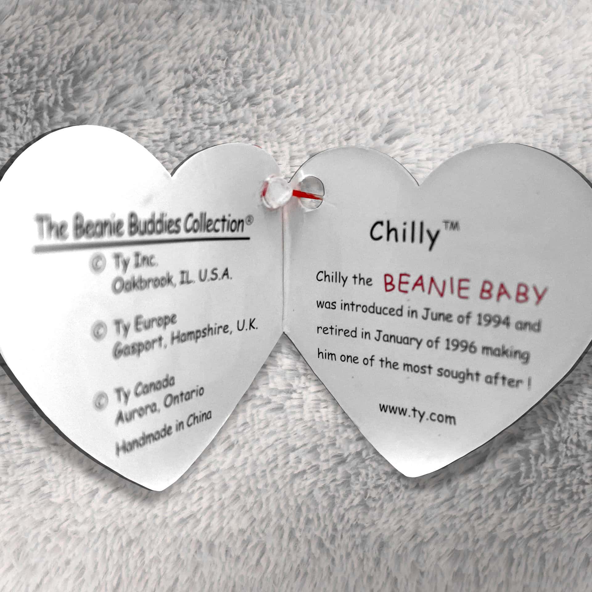 Chilly The Polar Bear info and poem inside hang tag