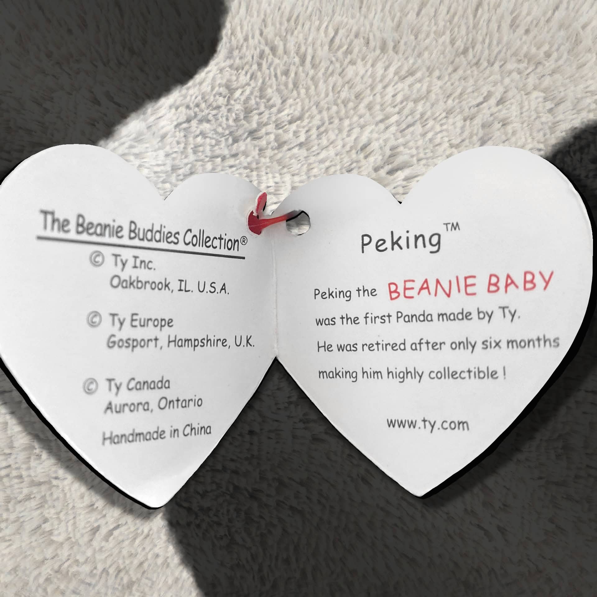 Peking the Panda Bear info and poem inside hang tag