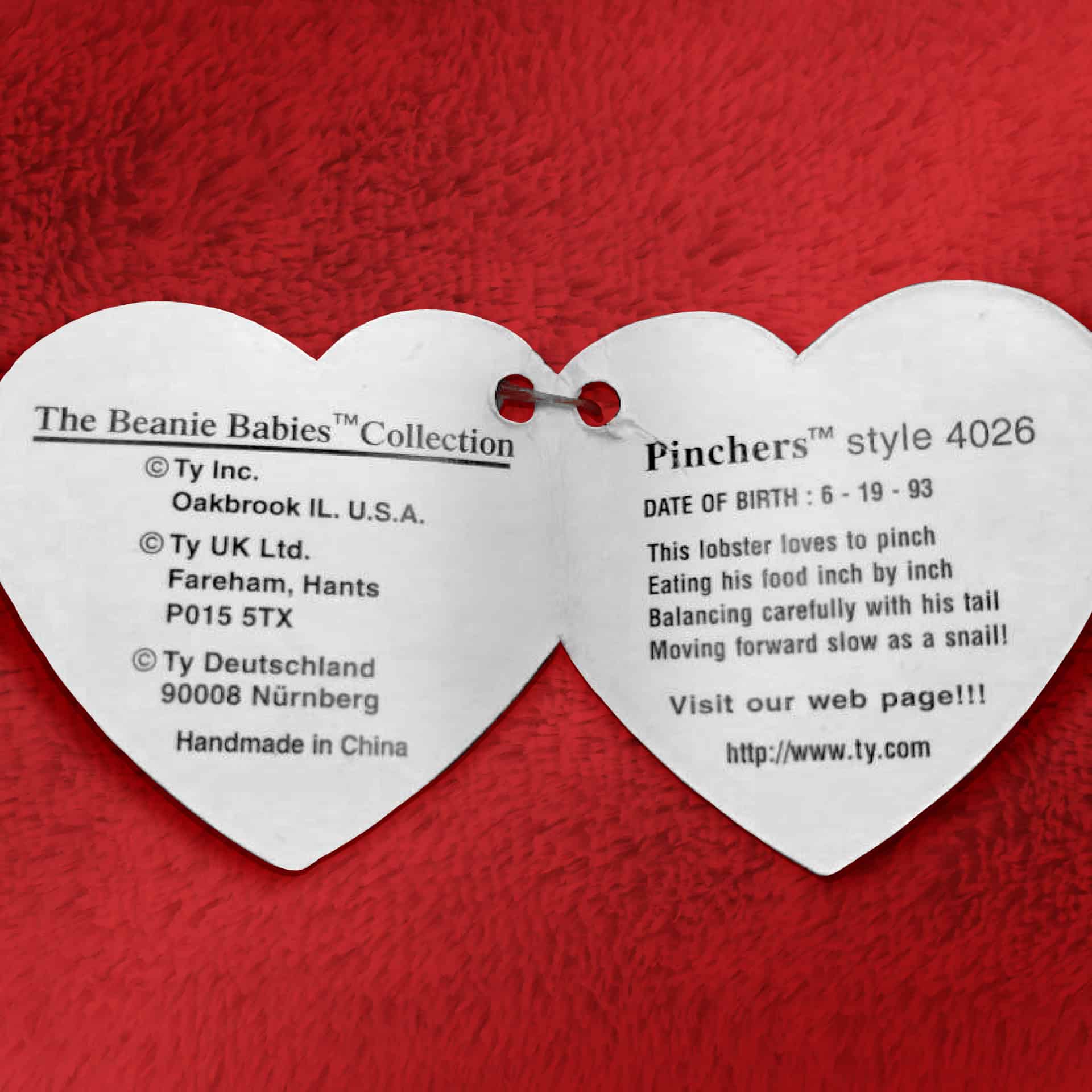 Pinchers The Lobster info and poem inside hang tag