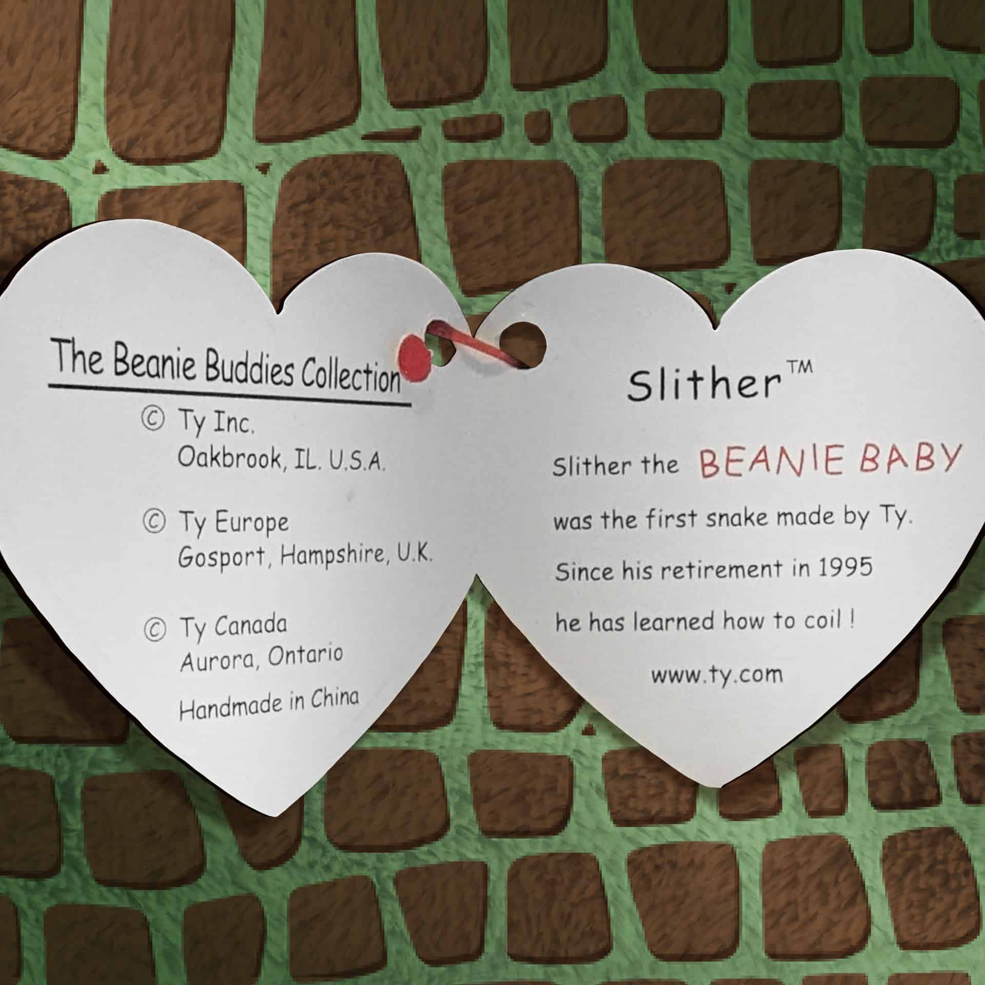 Slither The Snake info and poem inside hang tag