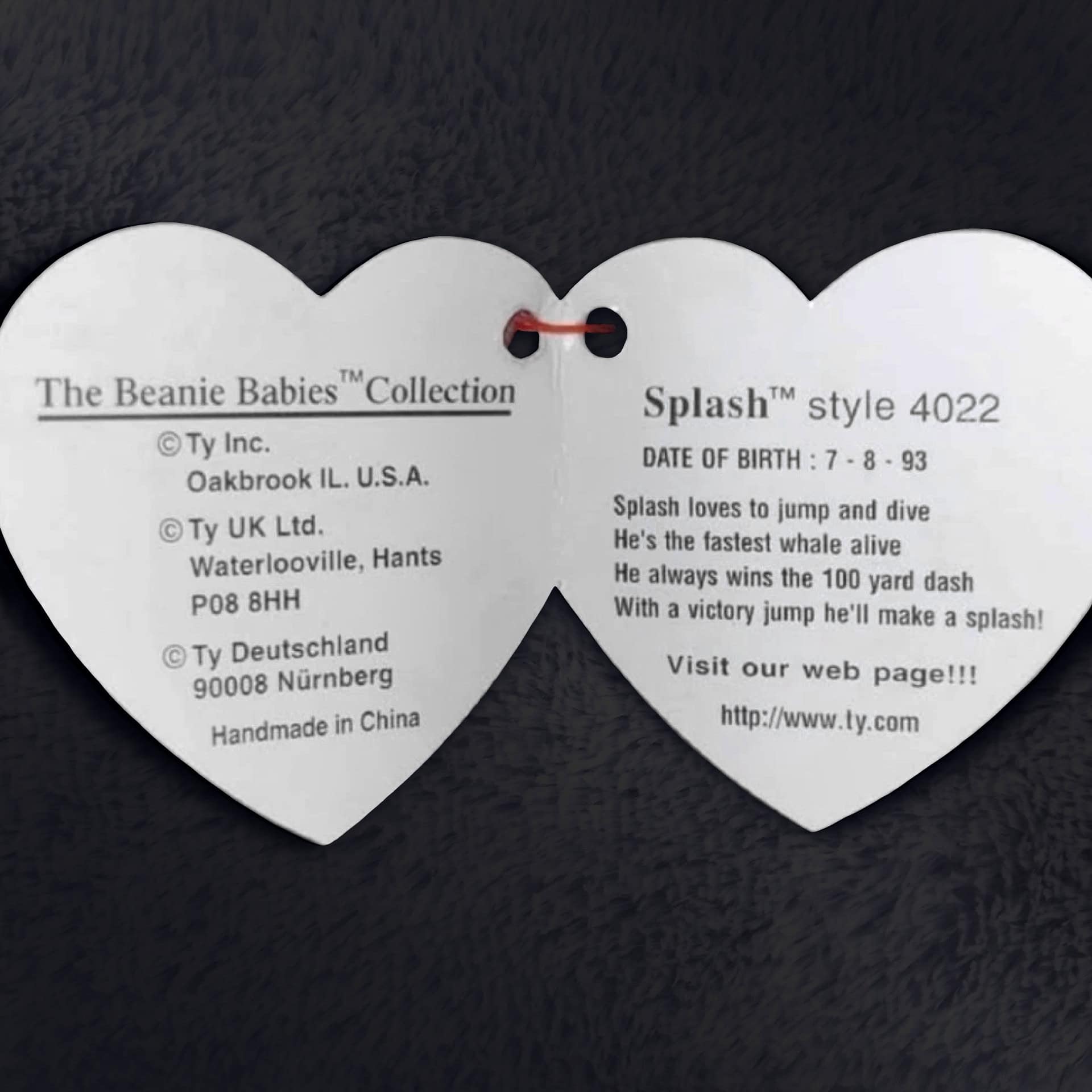 Splash the Whale info and poem inside hang tag