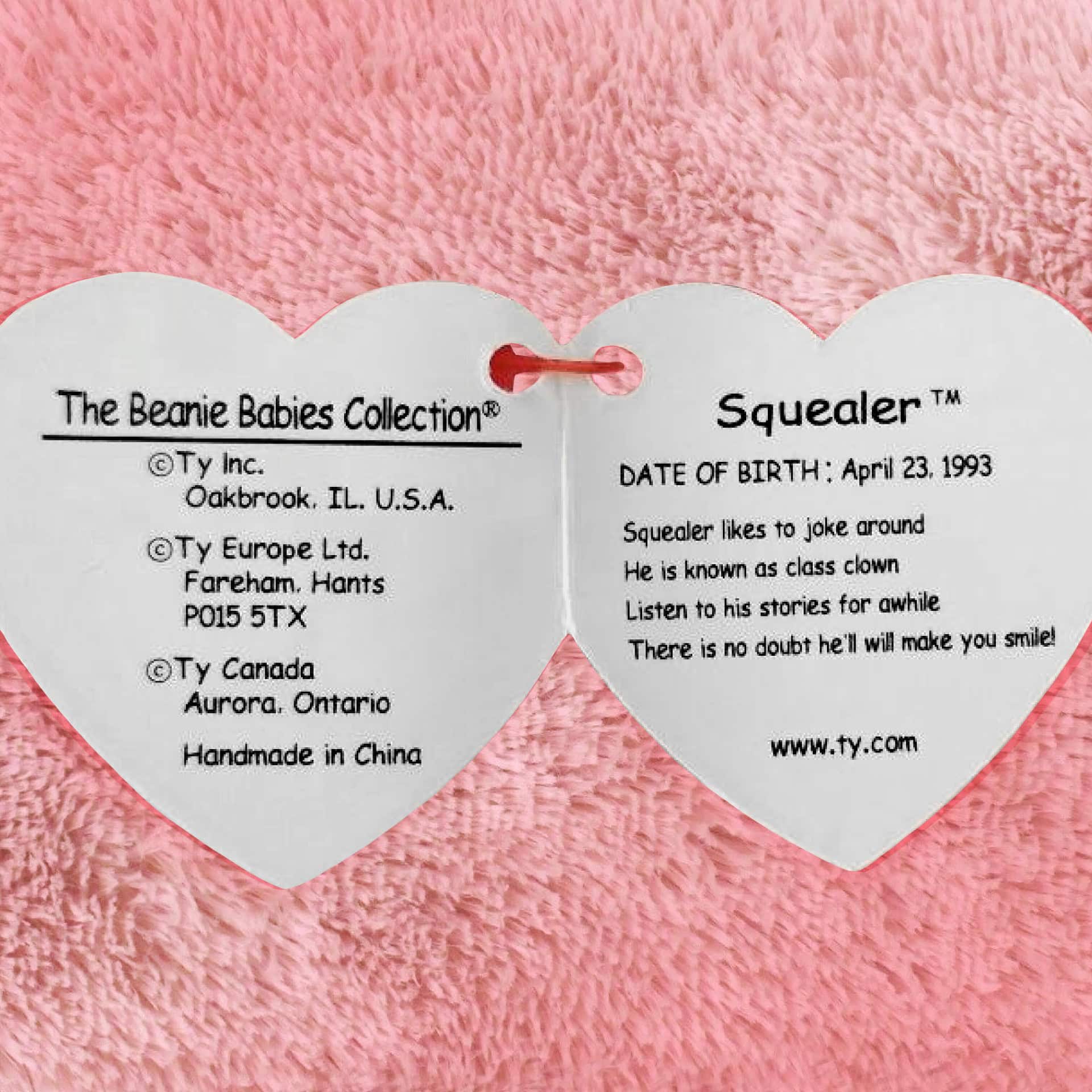 Squealer the Pig info and poem inside hang tag