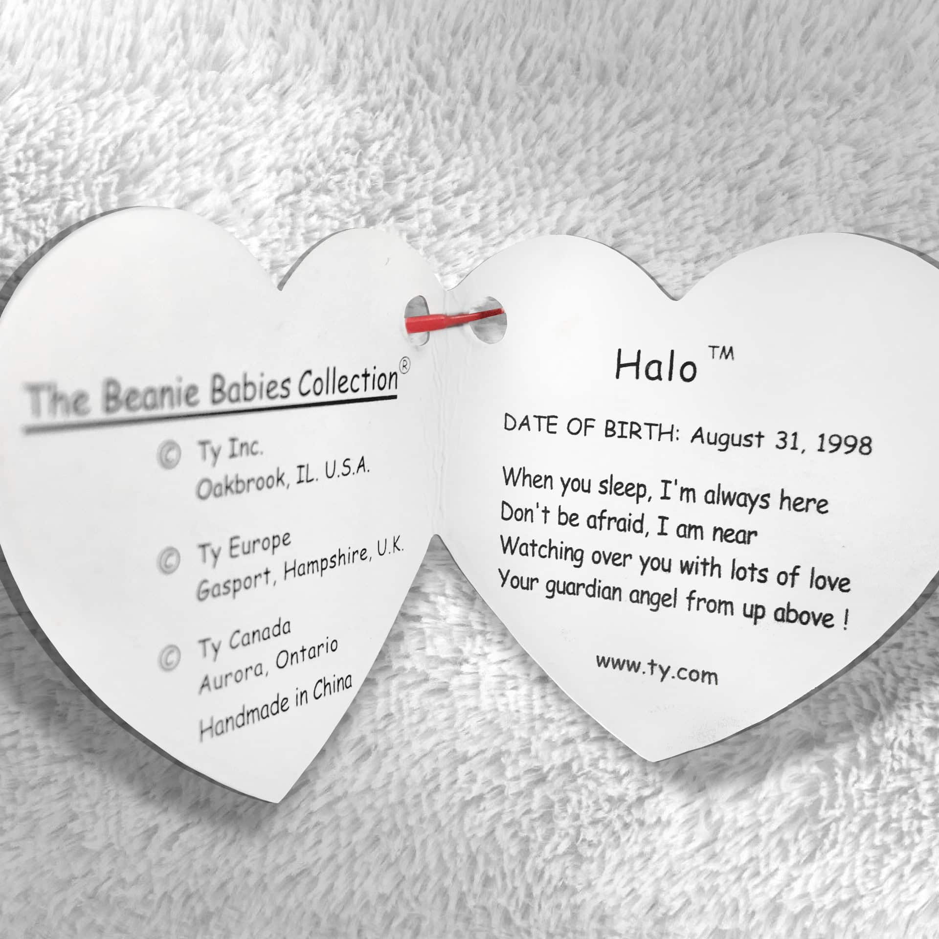 Halo the Angel Bear info and poem inside hang tag